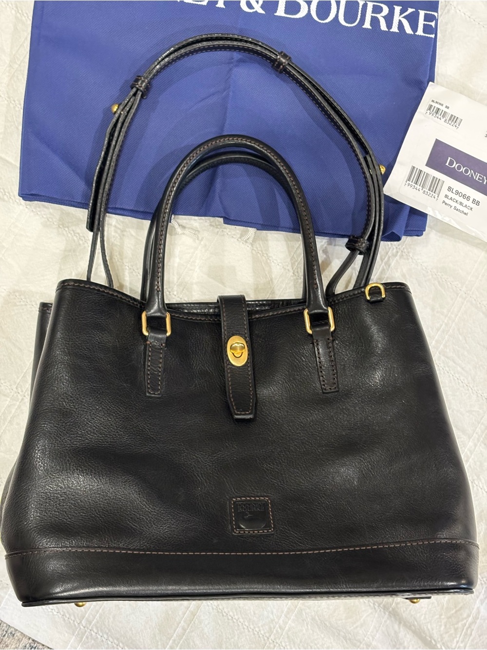 Dooney & Bourke Perry Satchel in Florentine Black Leather - Picture 2 of 11
